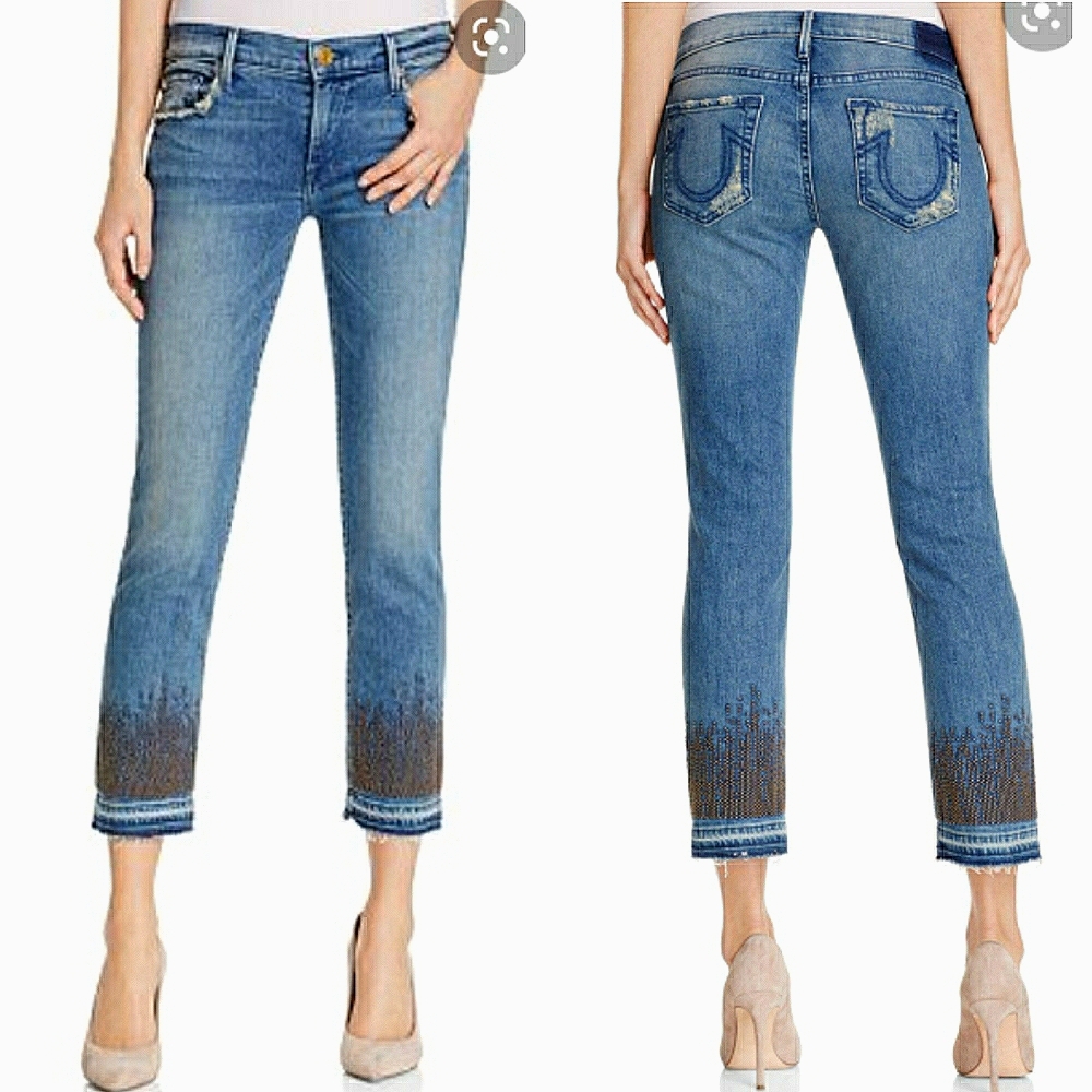 🆕️True Religion Cora Mid Rise Straight Crop Sz 27